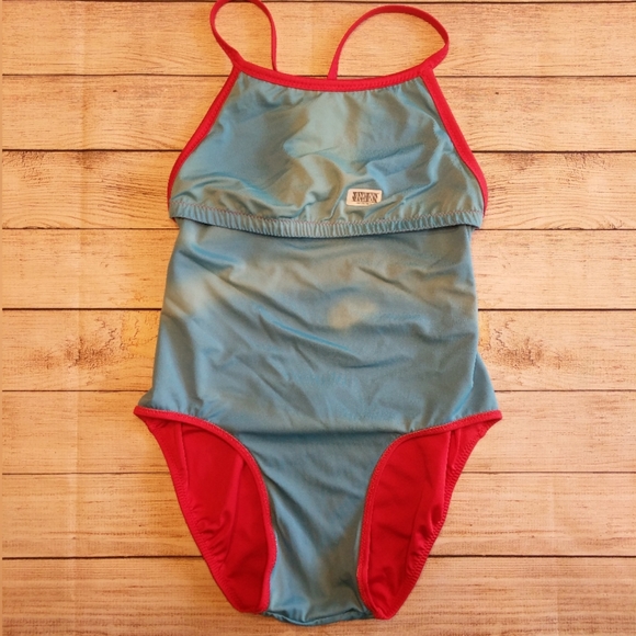 Thin Strap Water Safety Red life guard swimsuit 2X - Picture 4 of 7
